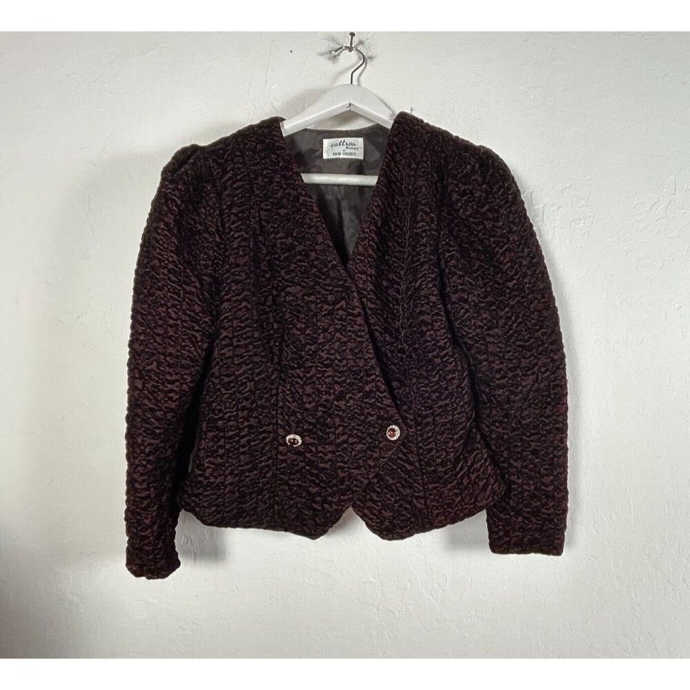 Vintage Cattiva Boutique by Abb Hobbs Jacket Women's Burgundy Textured Blazer